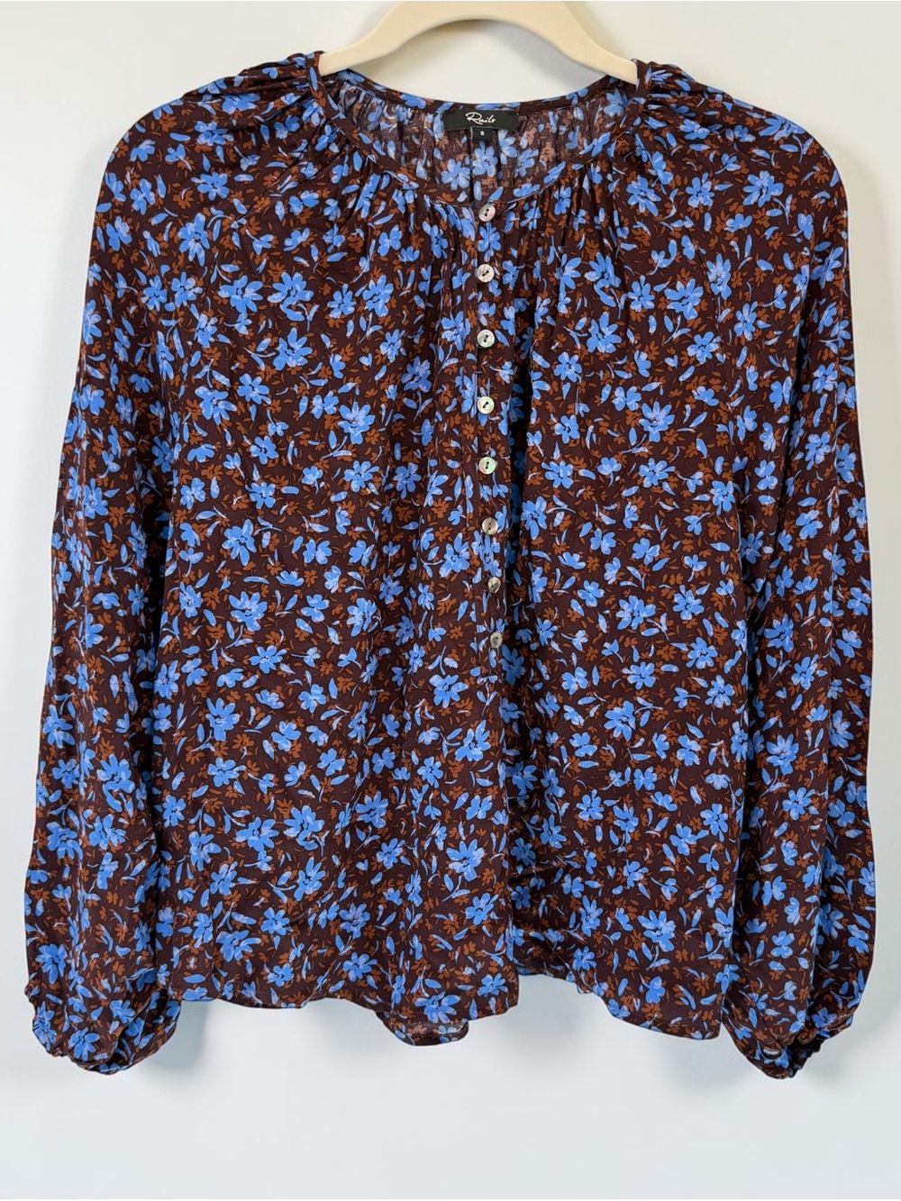 Rails Brown Blouse with Blue Floral Print
